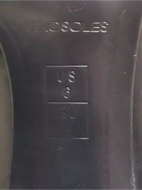 AEROSOLES Black Leather Peep-Toe Pumps with Silver Buckle